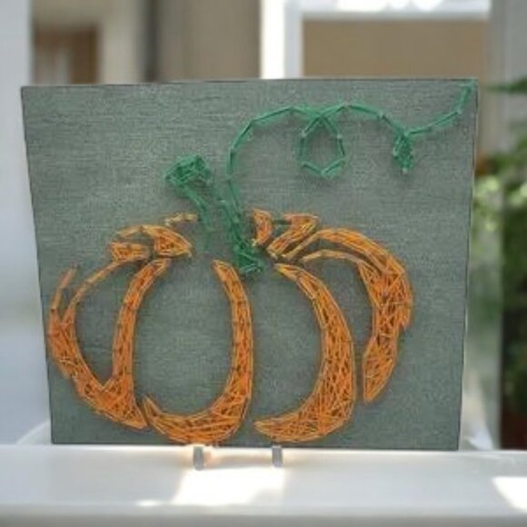 String Art Pumpkin Picture Fall Halloween Decor Hand Made - Picture 1 of 6